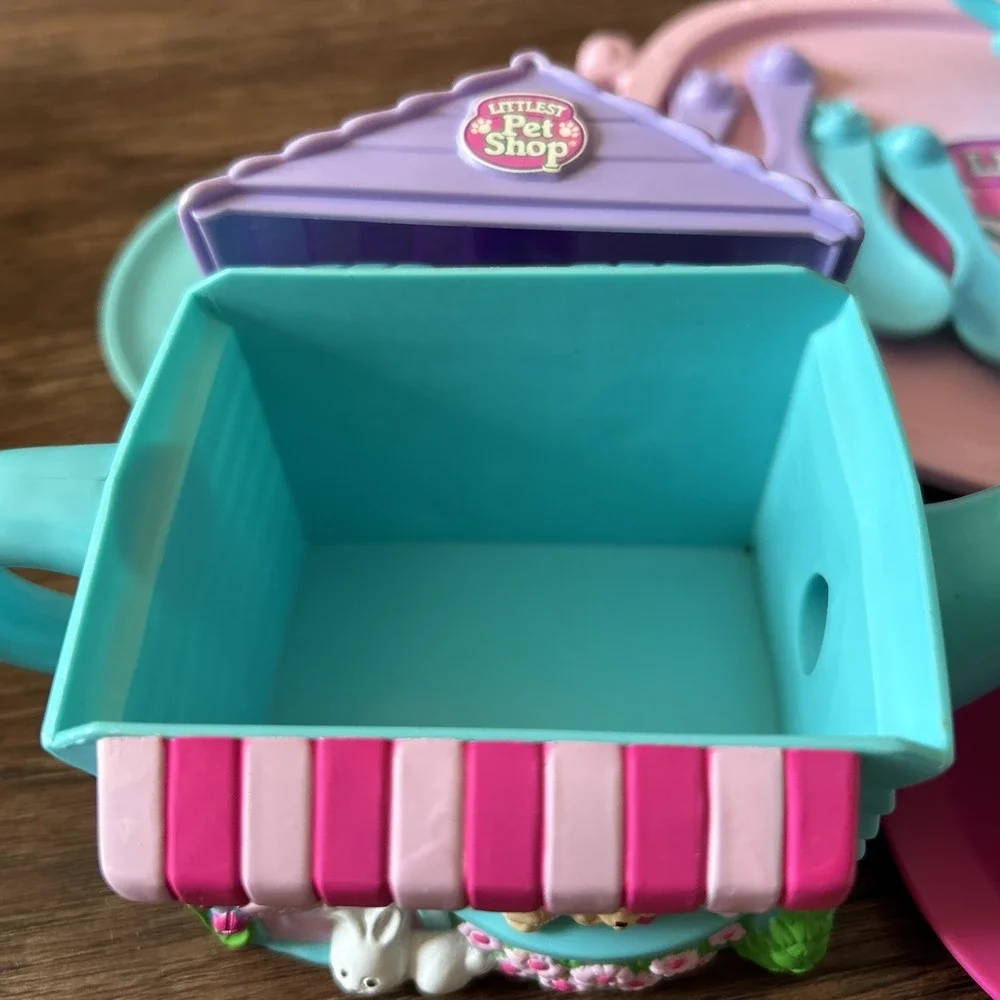 Vintage Kenner Littlest Pet Shop Tea Set 1994 Teal Purple Bunny Kitten Collector